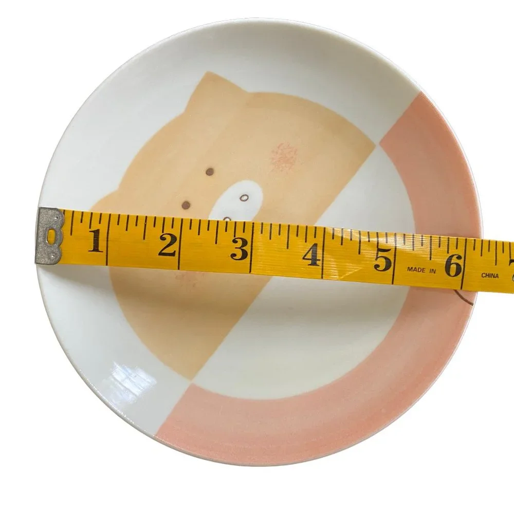 Ceramic Pig Cat Graphic Plates Cat food dishes Plates Whimsical